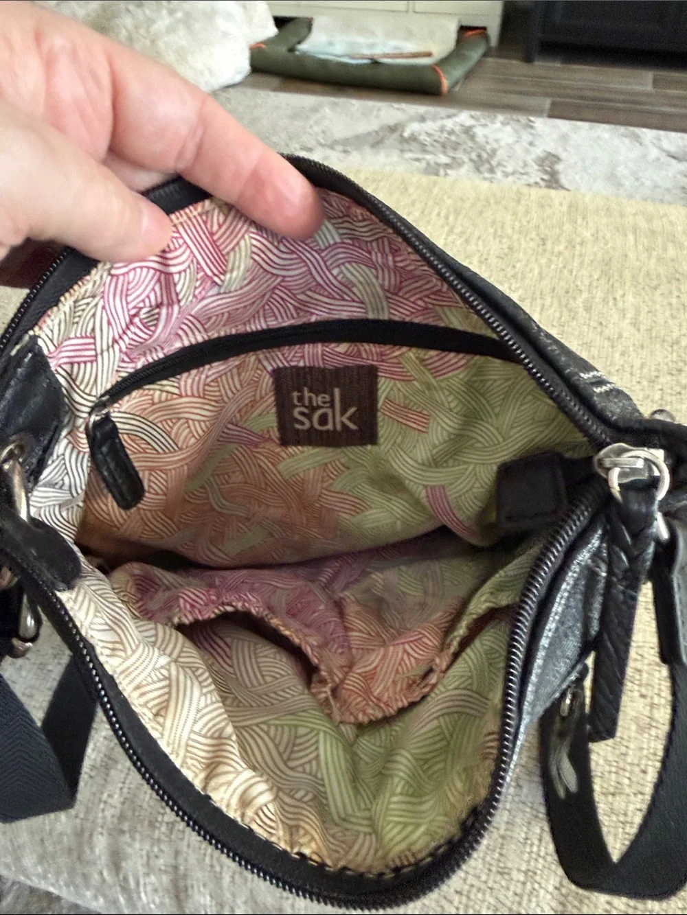 The Sak Black Leather Messenger Crossbody